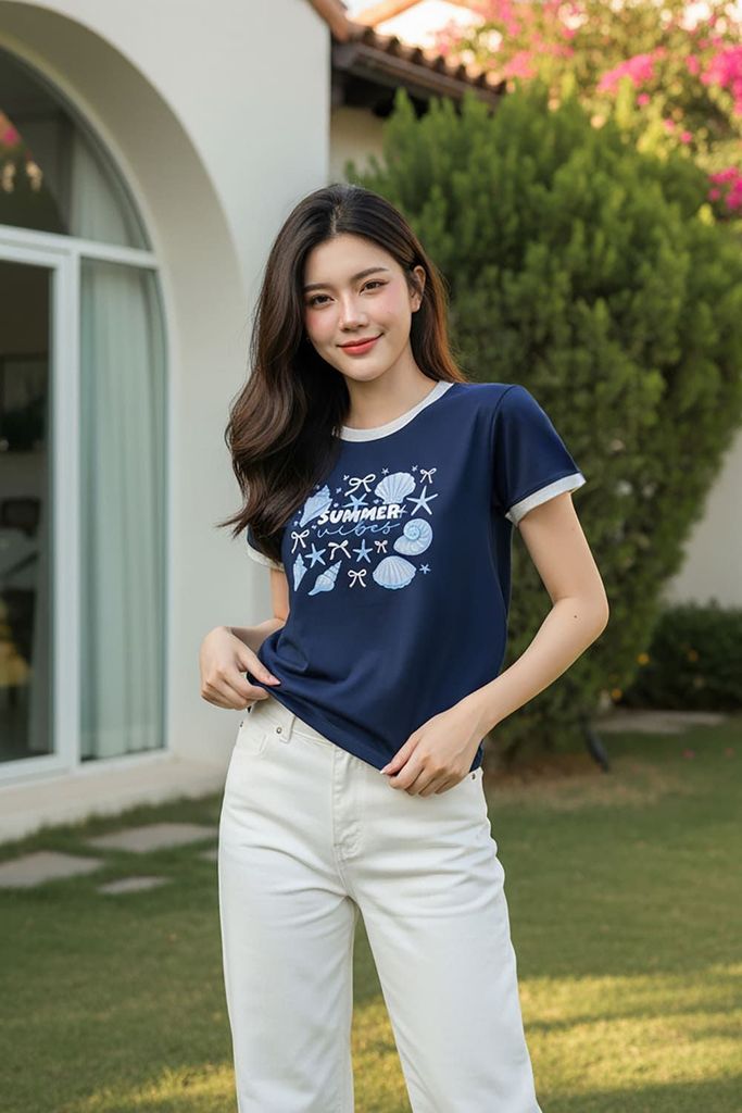 Áo thun phối quần jean năng động
