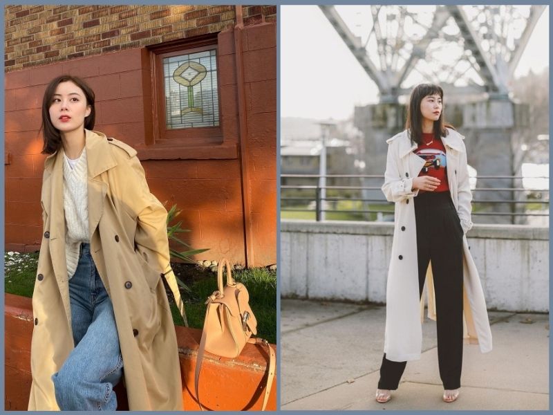 Áo khoác trench coat phối cùng áo len