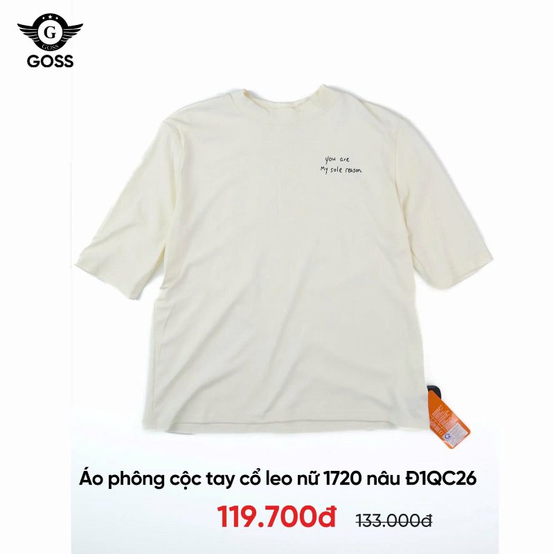 Áo phông cộc tay cổ tròn nữ màu kem — ấm hơn trắng, dịu hơn nude