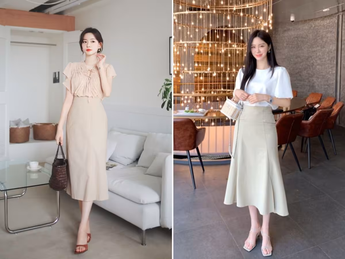 Chân váy midi công sở thanh lịch