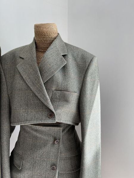 Đồ bộ vest nữ công sở cổ lá sen