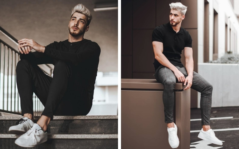 Xuất phát từ phong cách street style, giày sneakers là vũ khí giúp hô biến những trang phục trang trọng trở nên thoải mái hơn