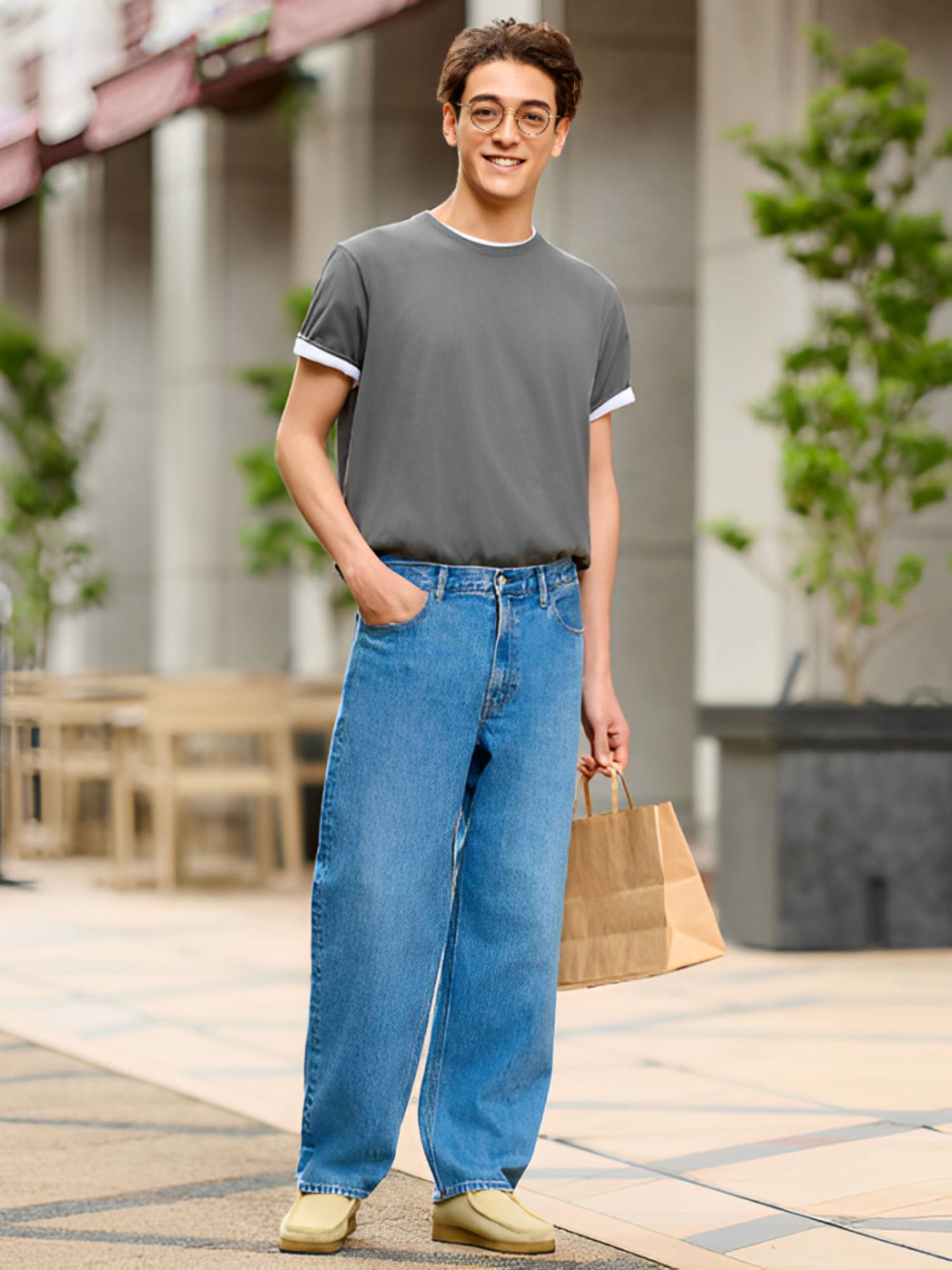 Phối áo thun và quần jeans công sở nam