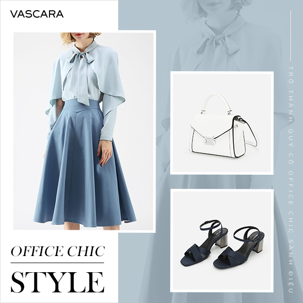 Áo sơ mi và chân váy xòe cho văn phòng