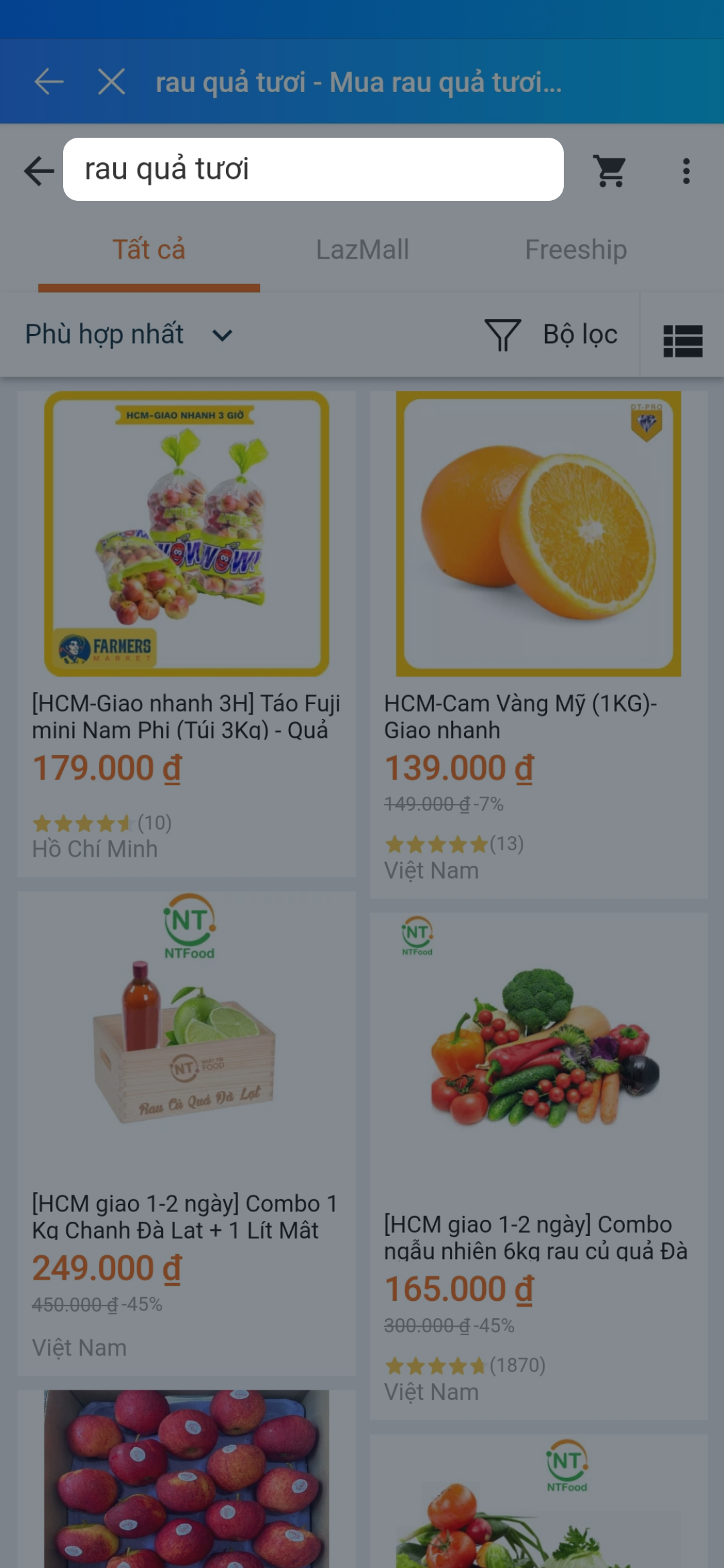 Giao diện thanh toán đơn hàng