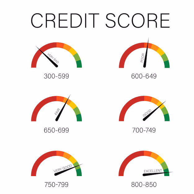 Thang điểm tín dụng từ 300 đến 850 điểm với các phân loại mức độ uy tín tài chính
