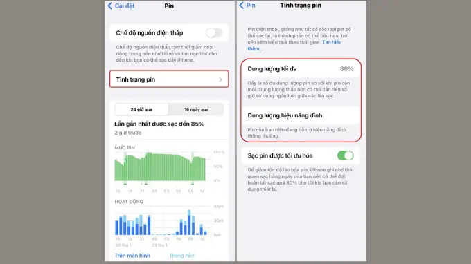 Kiểm tra tình trạng pin iPhone