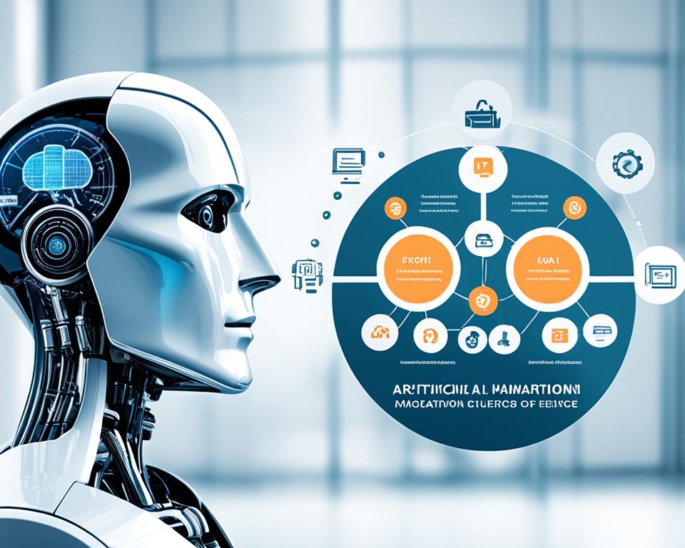 Một hệ thống AI automation đang xử lý dữ liệu khách hàng và tạo ra personalized marketing messages tự động