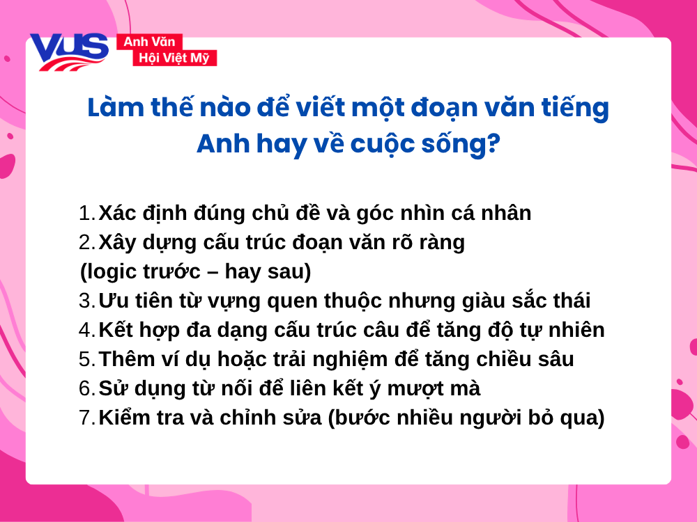 Làm thế nào để viết một đoạn văn tiếng Anh hay về cuộc sống?