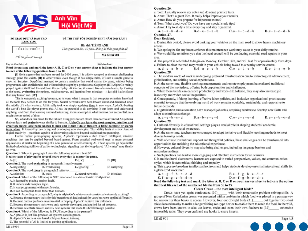 Chinh phục mục tiêu điểm 9+ với bộ đề thi thử tốt nghiệp THPT môn tiếng Anh bám sát ma trận mới nhất từ các Sở GD&ĐT