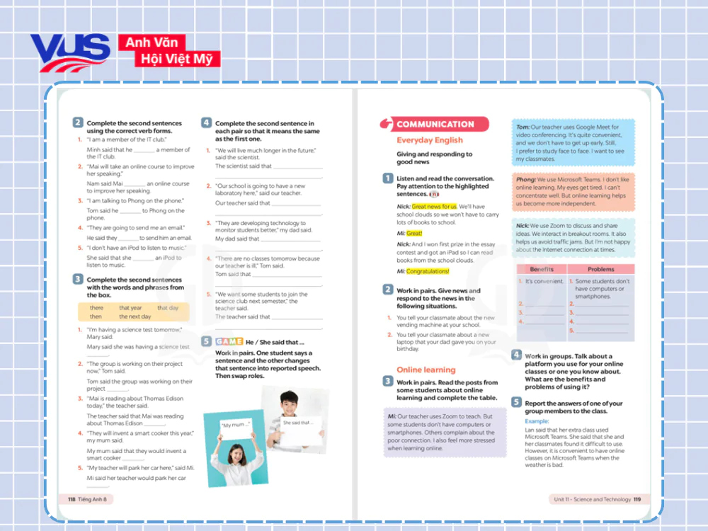 Tiếng Anh 8 Unit 11 Communication
