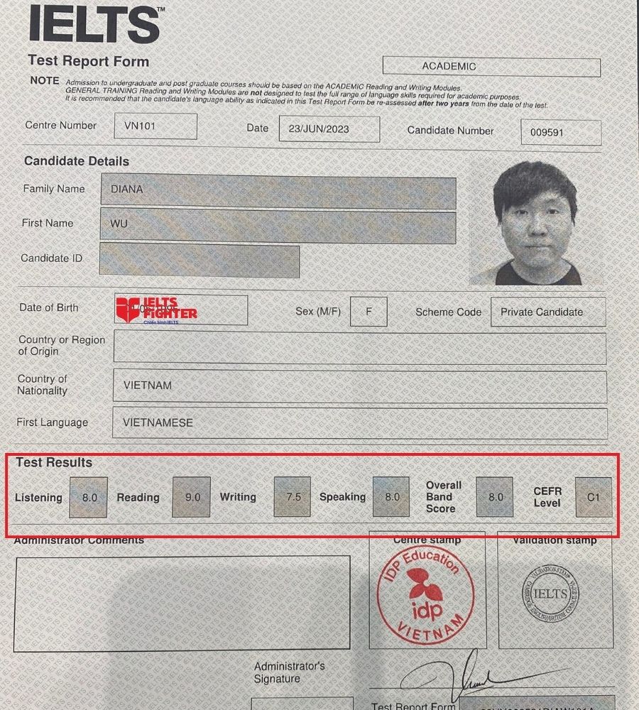 Minh họa hồ sơ IELTS