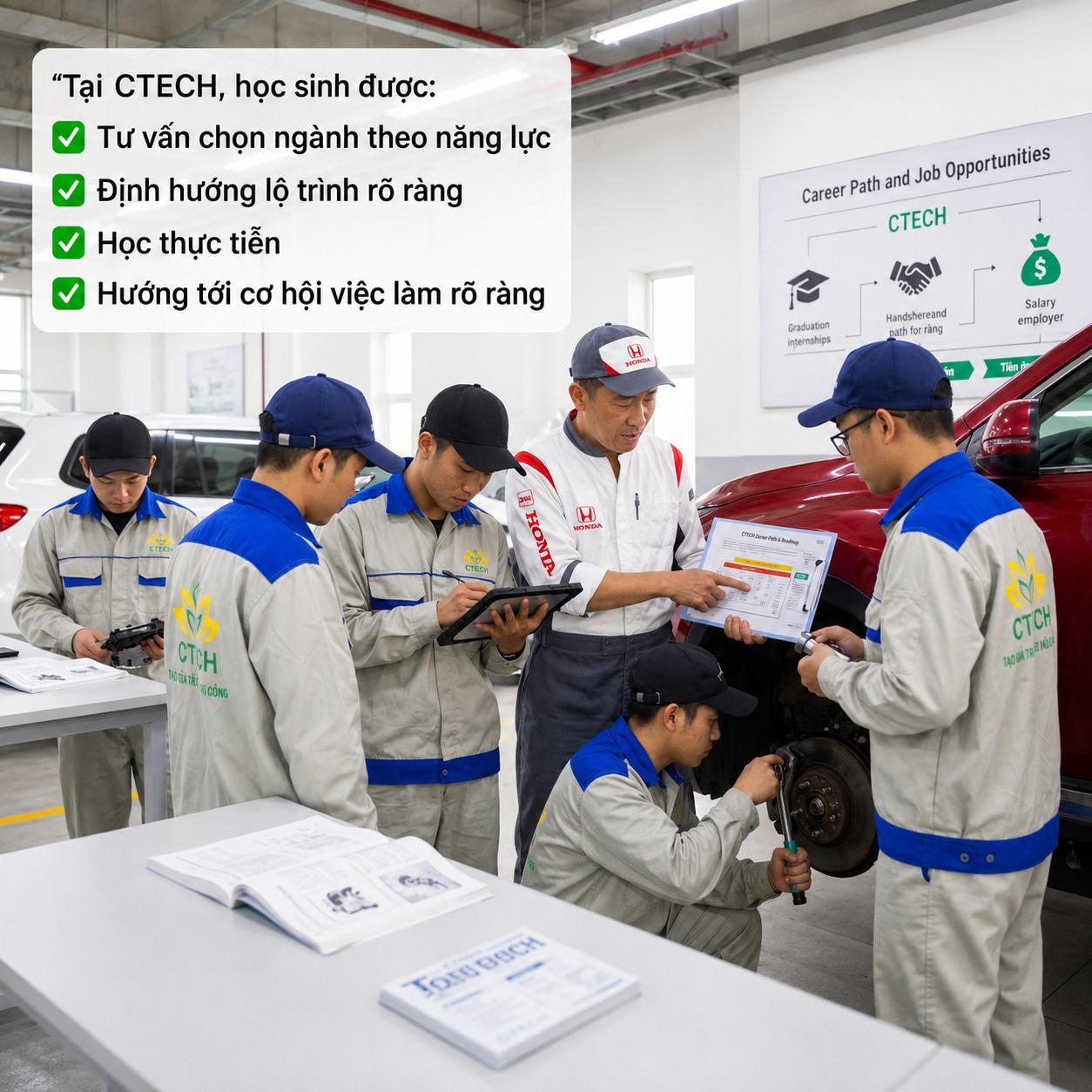 Không khí tư vấn hướng nghiệp với nhiều nhóm ngành và lộ trình học tập