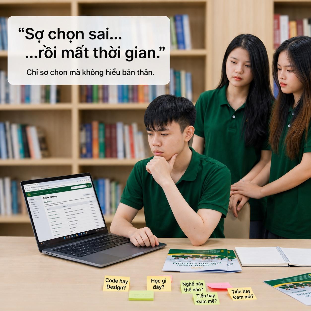 Sinh viên thảo luận nhóm về lựa chọn ngành và mục tiêu học tập