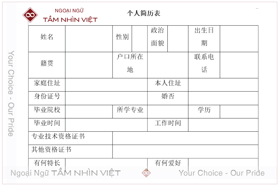Cấu trúc CV rõ ràng
