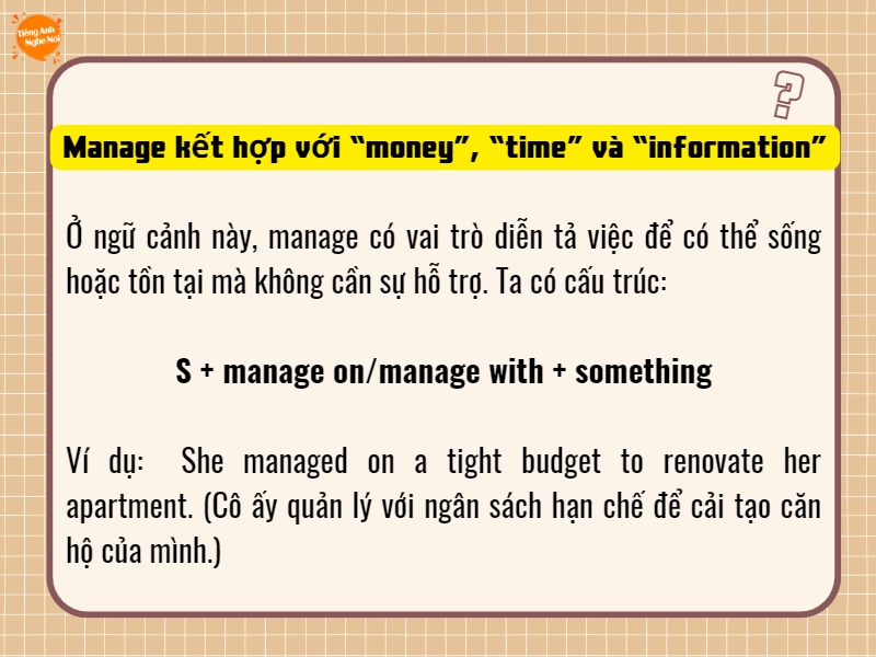 Ví dụ manage to V trong bài thi