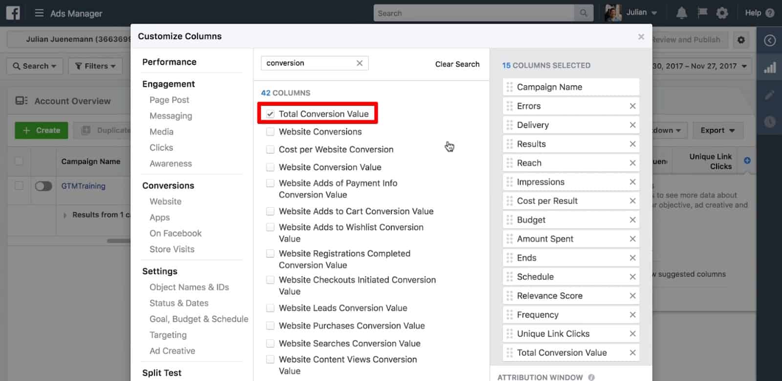 Giao diện thiết lập theo dõi chuyển đổi trong Google Ads và Google Analytics