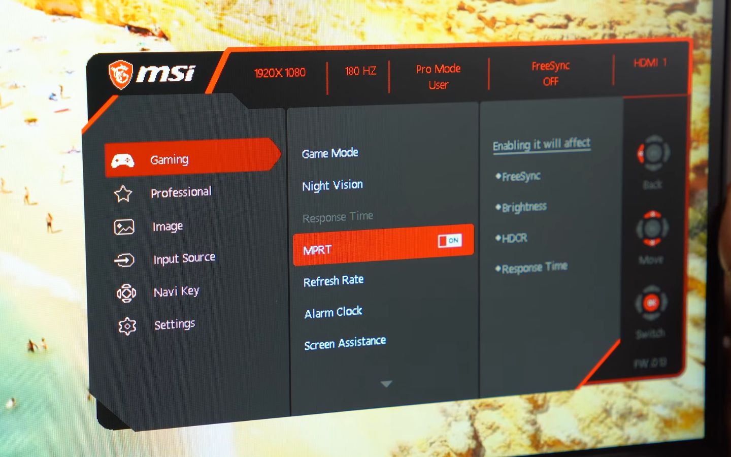Màn hình MSI G255F còn tích hợp hàng loạt tính năng hỗ trợ chơi game