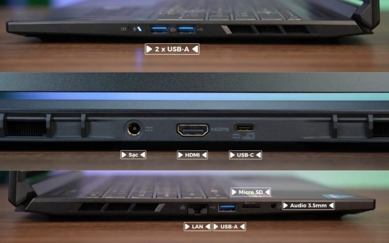 Cổng kết nối được bố trí hợp lý, cổng sạc và HDMI đặt ở mặt sau