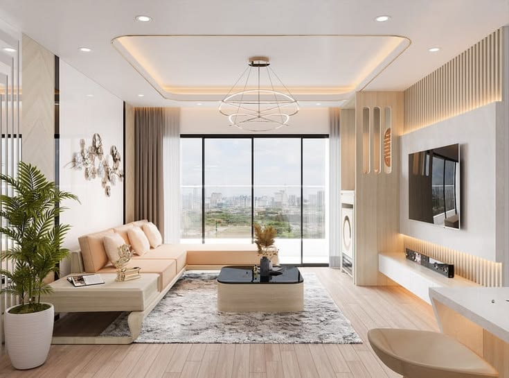 Phòng khách tối giản ấm áp