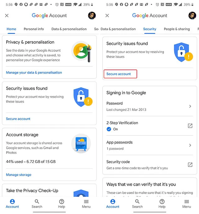Kiểm tra bảo mật Google