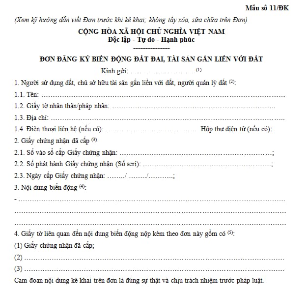 Quy trình đăng ký biến động