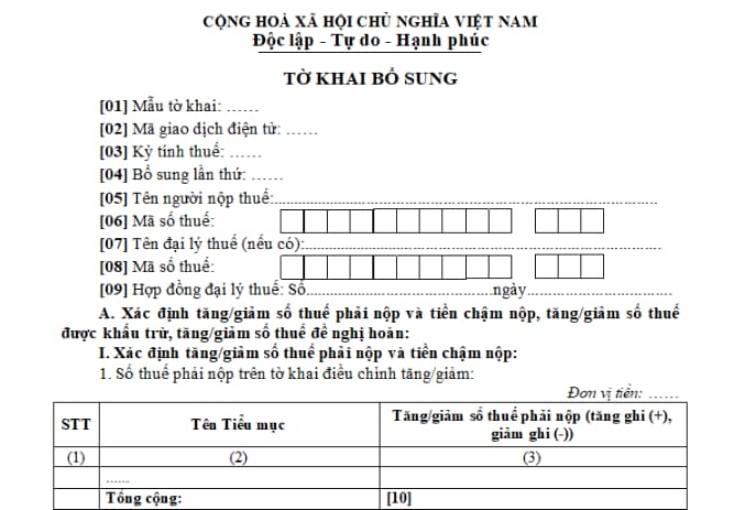 Giấy tờ bổ sung theo trường hợp