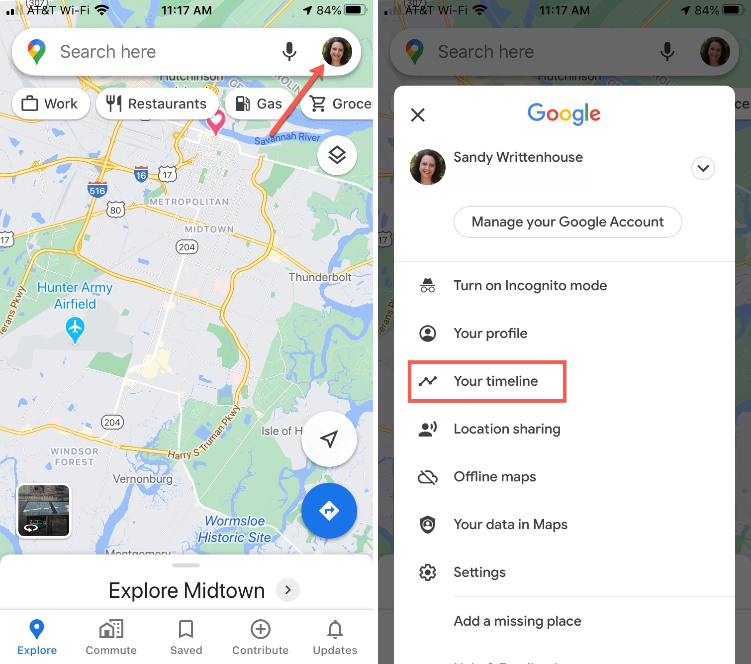 Google Maps Timeline phân tích di chuyển