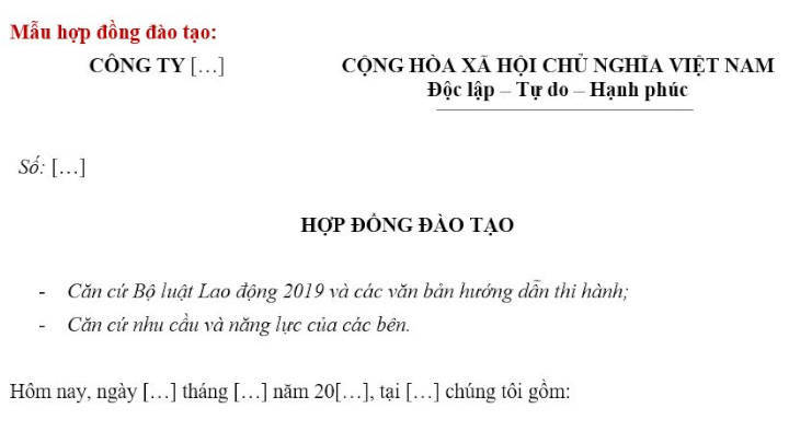 Khung mẫu hợp đồng tham khảo
