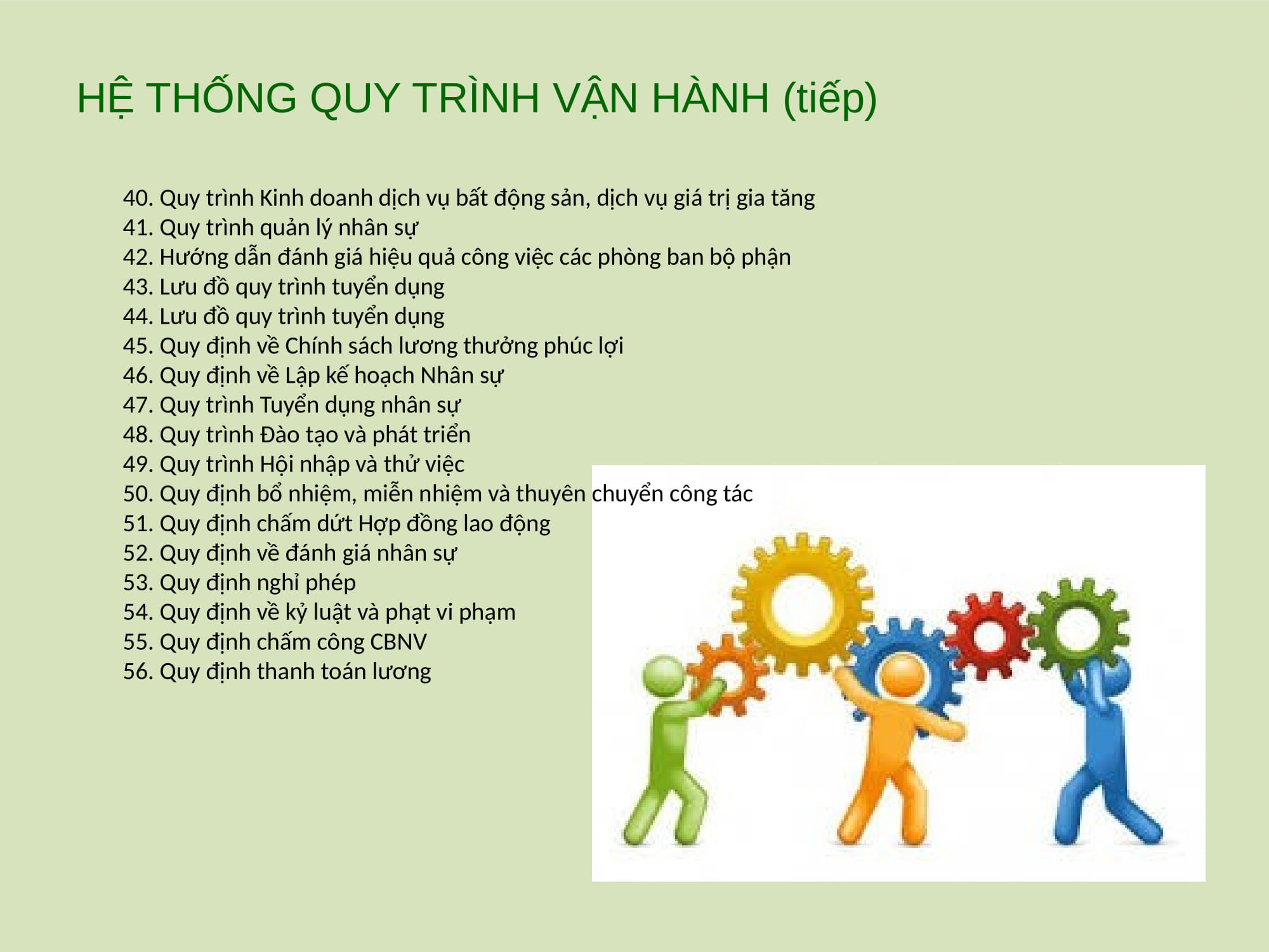 Quy trình quản lý hằng ngày