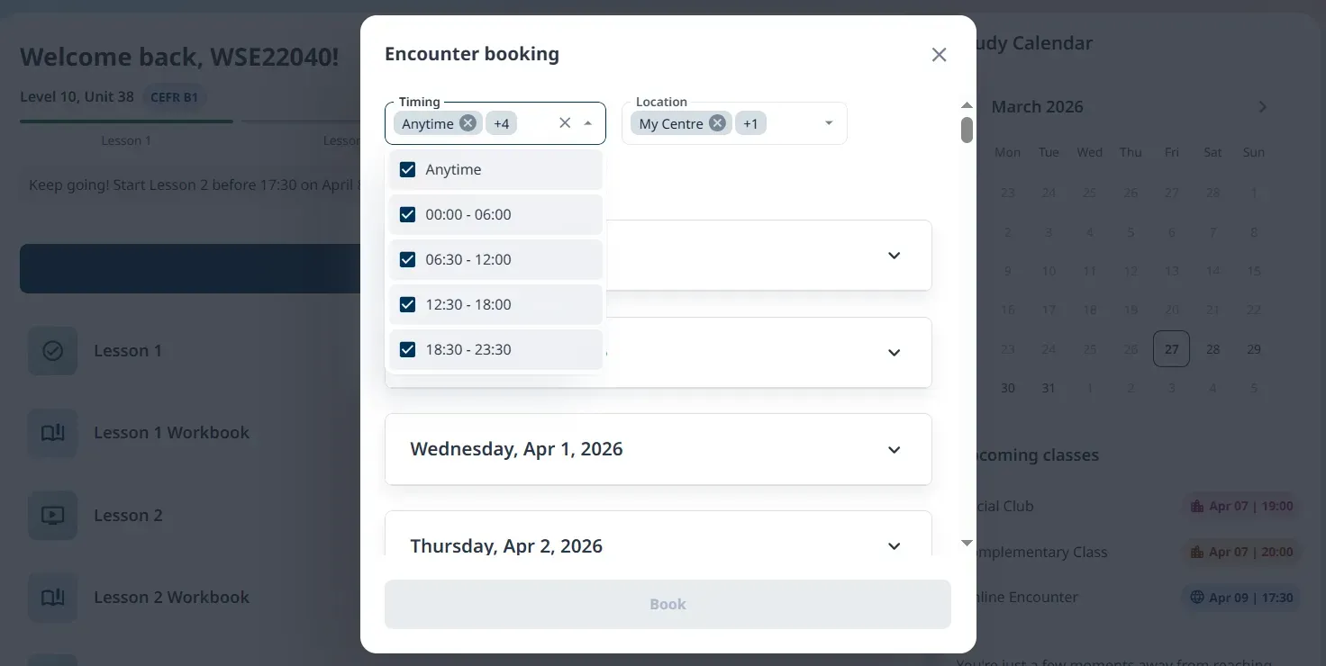 Giao diện ứng dụng học tiếng Anh với nhiều cấp độ và bài học