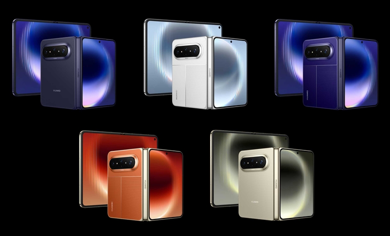 Bảng màu sắc HUAWEI Pura X Max - Interstellar Blue, Olive Gold, Phantom Night Black, Zero Degree White, Vibrant Orange