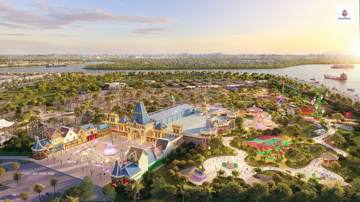 Phối cảnh VinWonders Hải Vân với các trò chơi giải trí và trải nghiệm mạo hiểm quy mô lớn