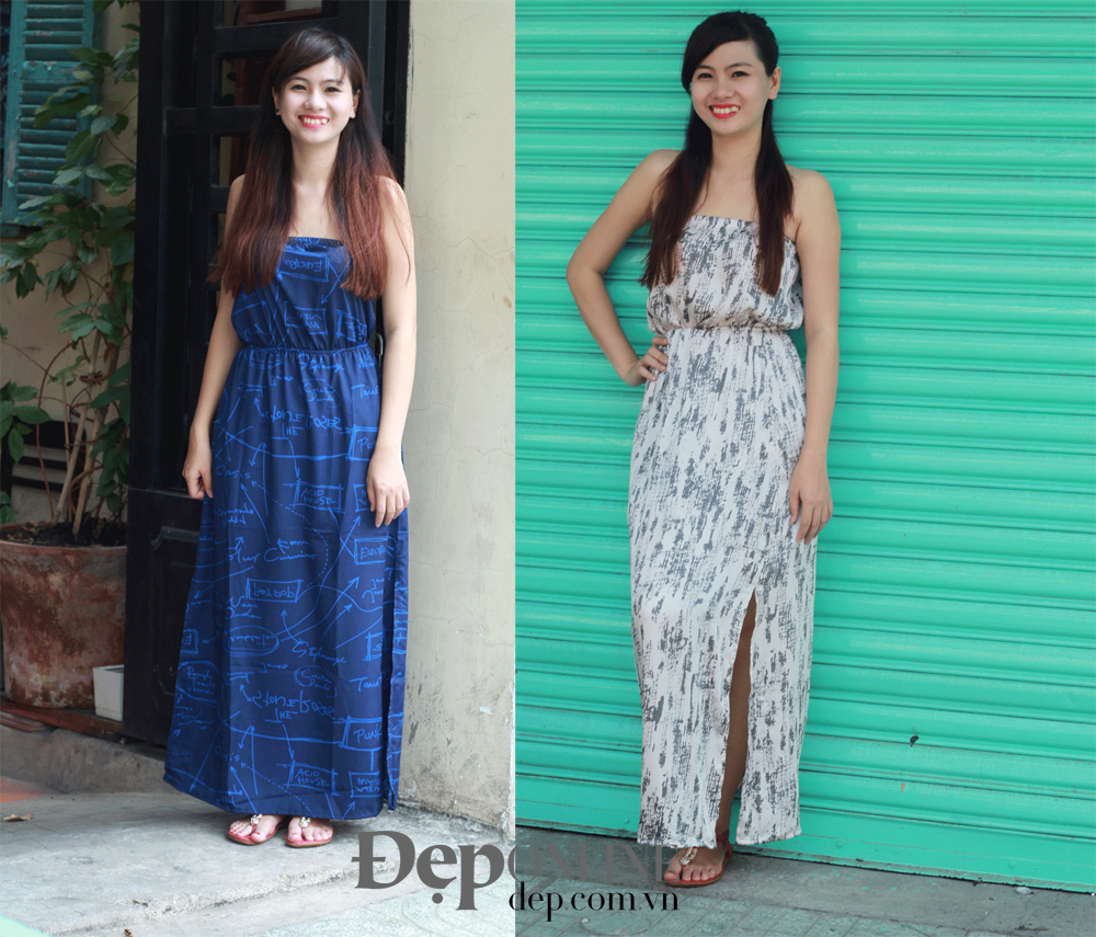 Phối đầm maxi đơn sắc theo phong cách tối giản
