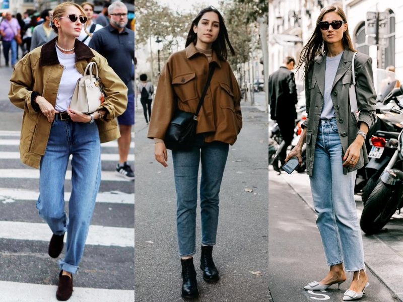 Sơ mi phối chân váy midi phù hợp tiết trời chớm lạnh