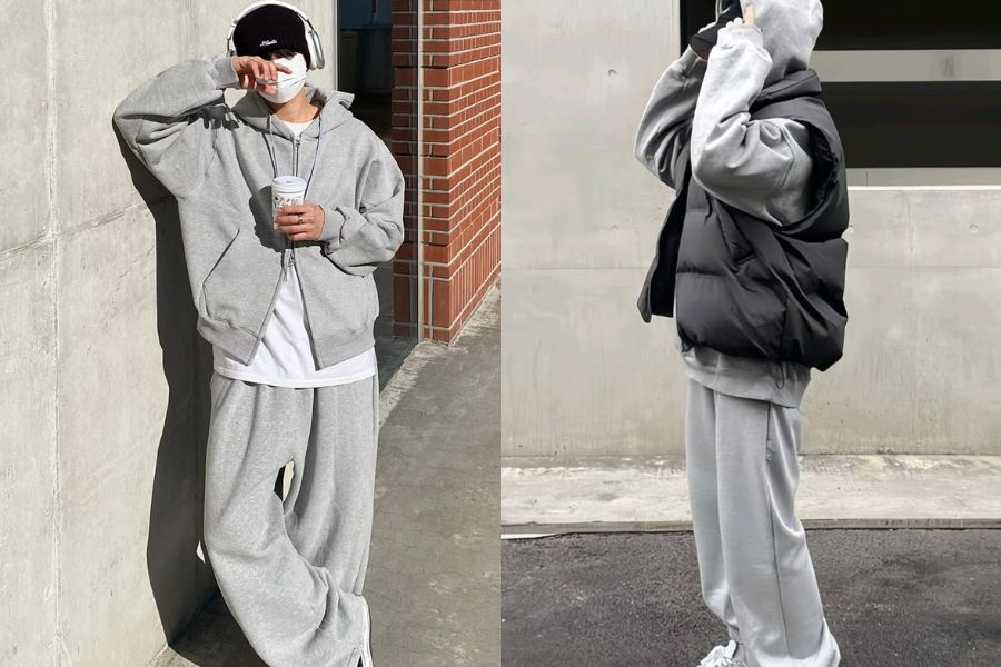 Phối đồ mùa Đông cho nam với áo hoodie, quần dài thể thao