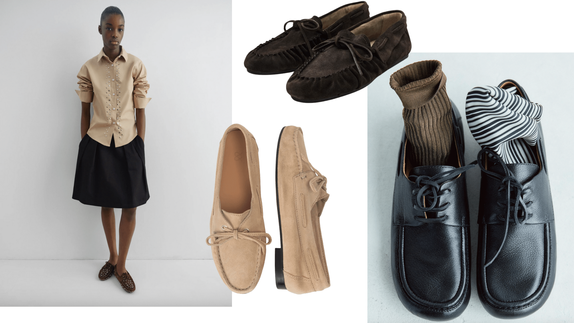 Giày Moccasins bệt sát đất mang lại sự êm ái tối đa cho bàn chân