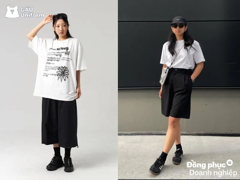 Quần lửng và áo phông giúp trẻ trung hơn