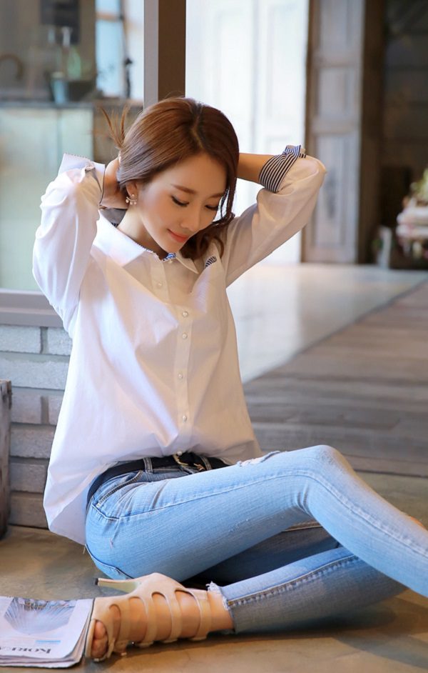 Áo sơ mi kiểu phối sọc