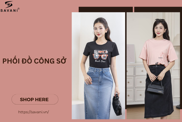 Áo phông kết hợp chân váy giúp cân bằng nét năng động và nữ tính