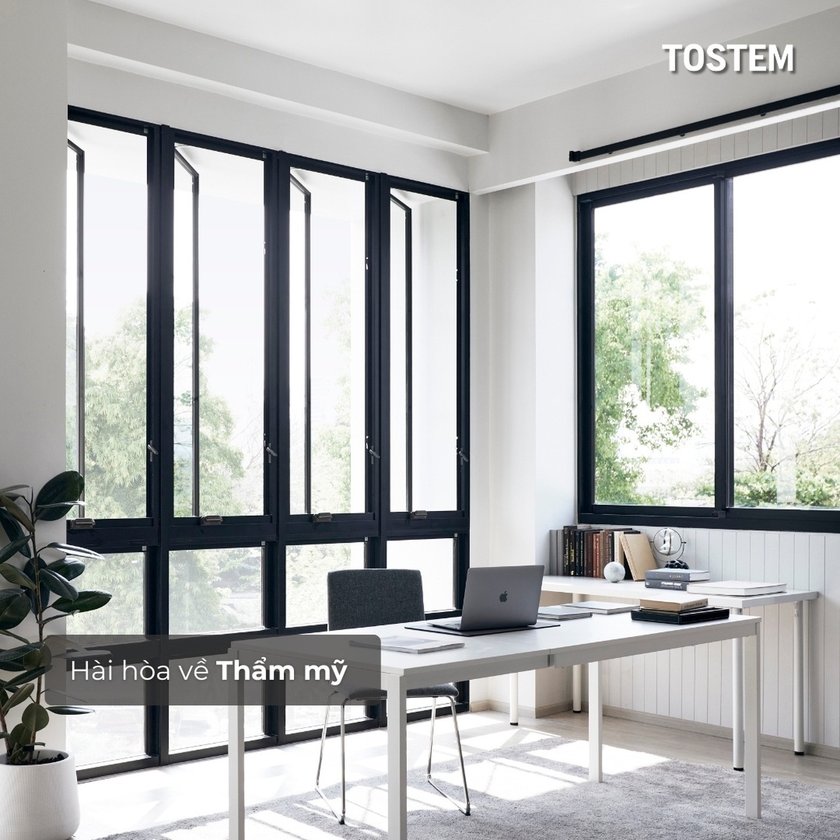 Cửa nhôm TOSTEM phù hợp thiết kế nội thất văn phòng phong cách tối giản