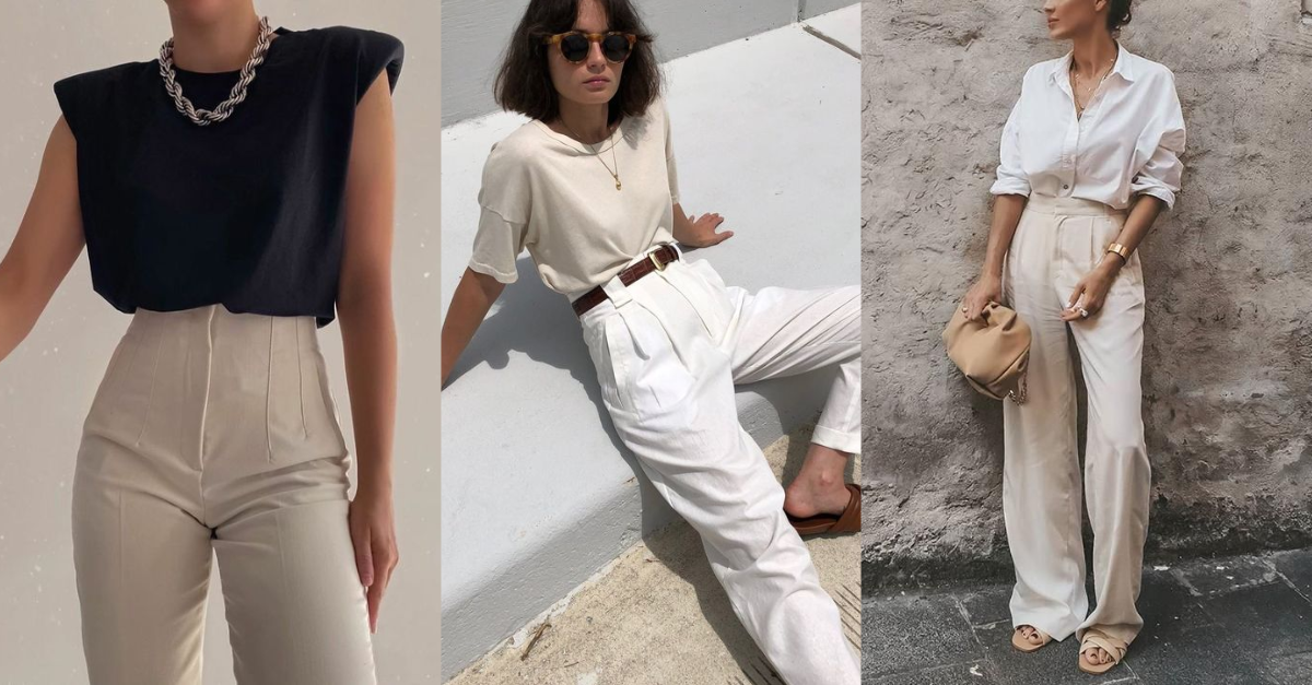 phối quần suông trouser WHITECHIC