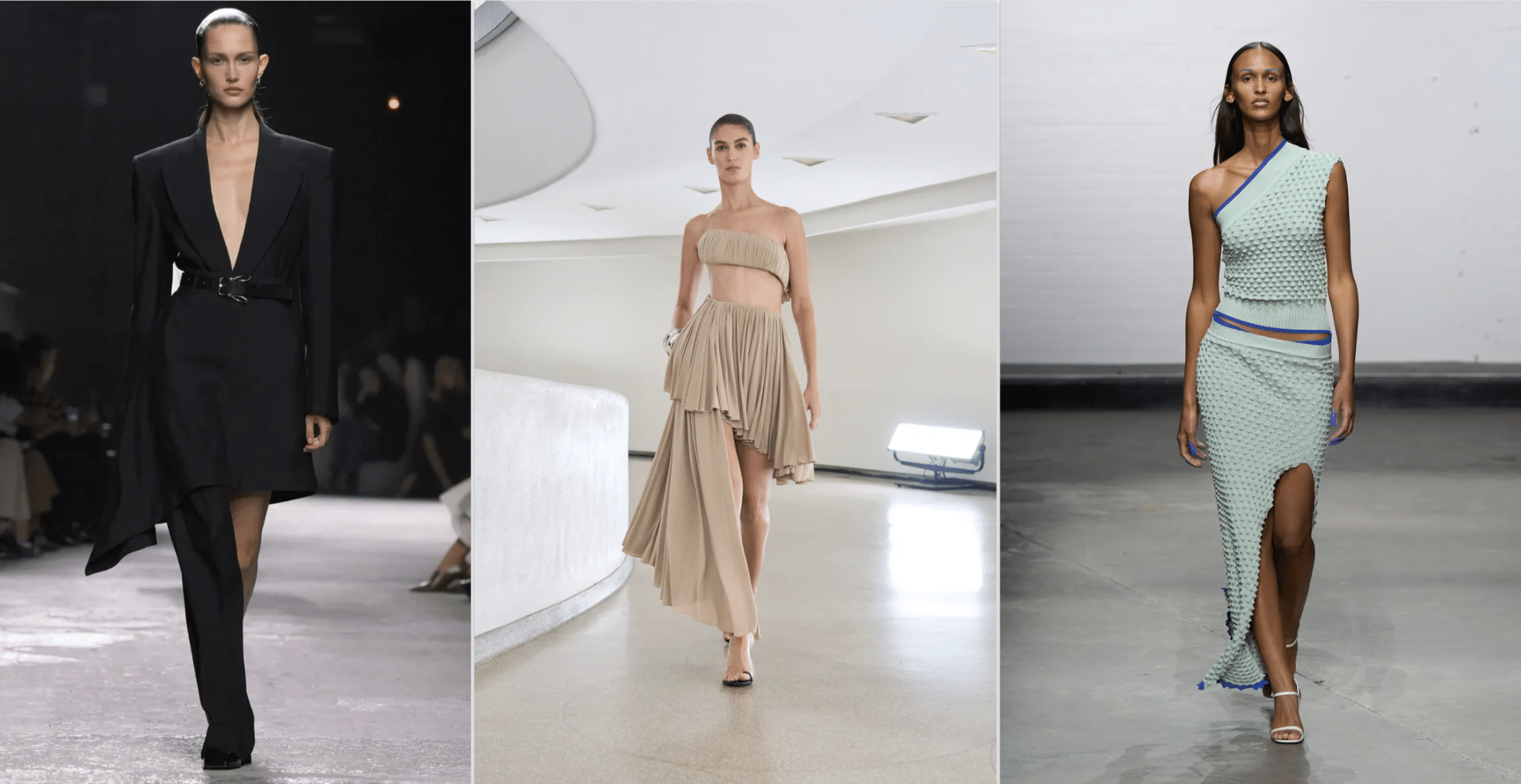 Kỹ thuật xử lý chất liệu bất đối xứng trên sàn diễn Bottega Veneta
