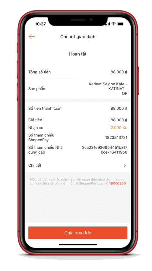 Sự cố không nhận xu từ đơn hàng