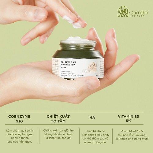 Kem dưỡng ẩm ngừa lão hoá Tơ Tằm Cỏ Mềm
