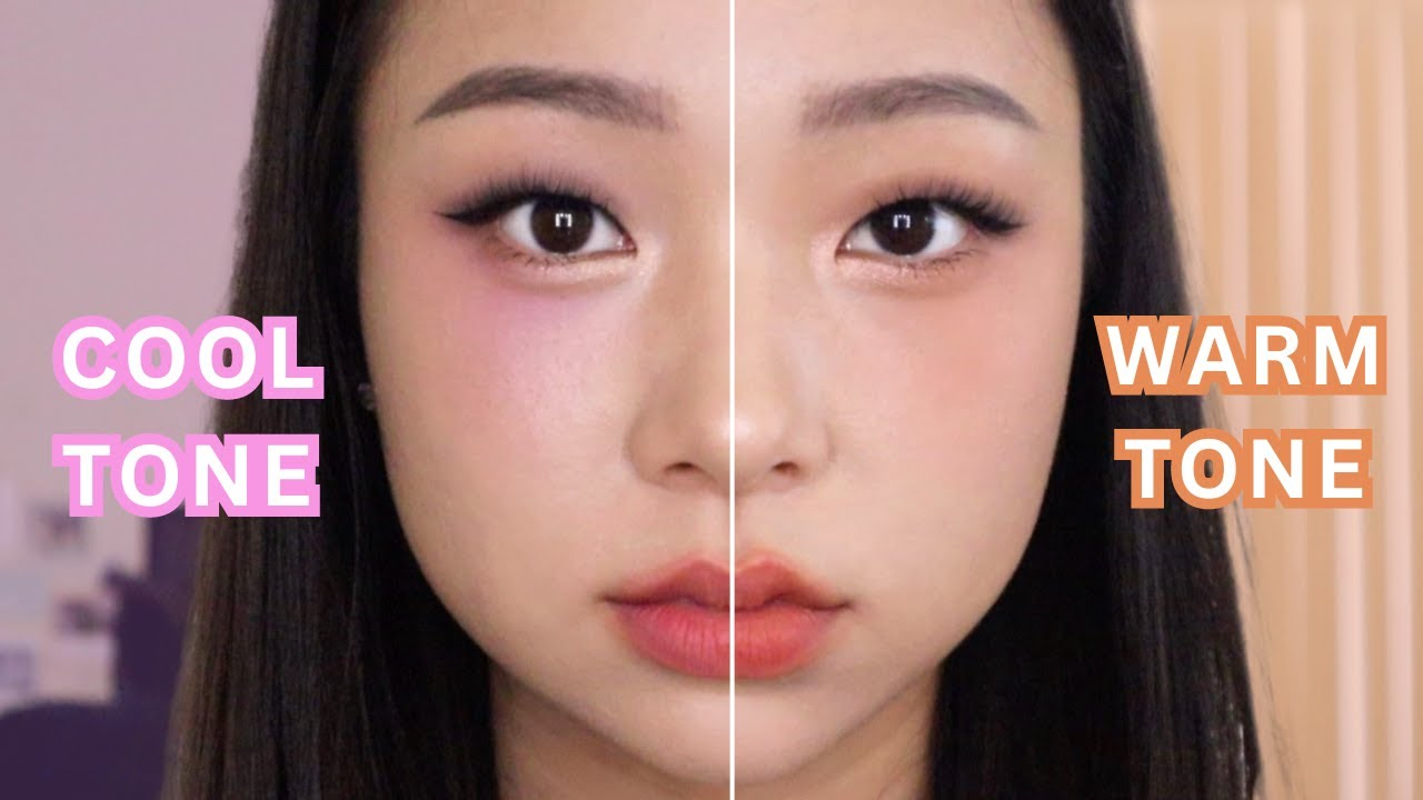 So sánh makeup với undertone lạnh và ấm: bên trái tone lạnh tạo hiệu ứng tương phản trên da ấm, bên phải tone ấm hòa quyện tự nhiên với da