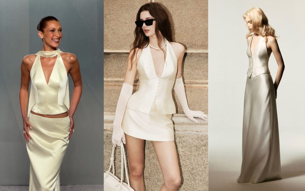 Phong cách phối đơn sắc với satin