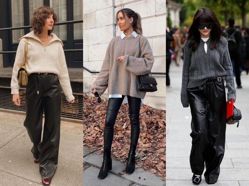 Áo len croptop phối quần cạp cao tạo tỷ lệ đẹp