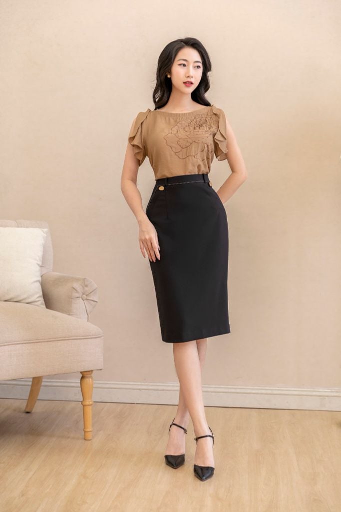 Chân váy đen công sở