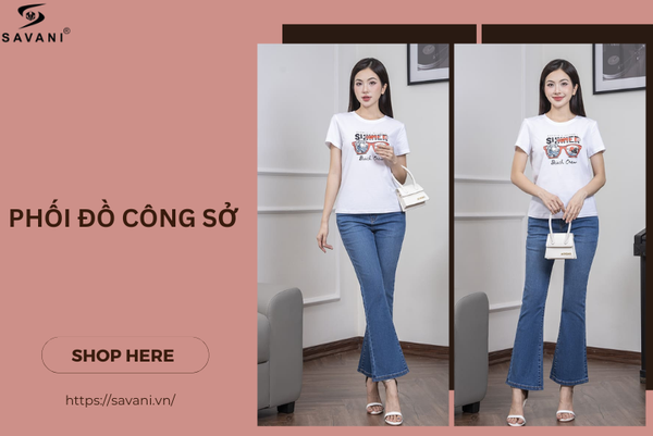 Áo phông kết hợp quần jeans mang lại cảm giác đơn giản nhưng gọn gàng